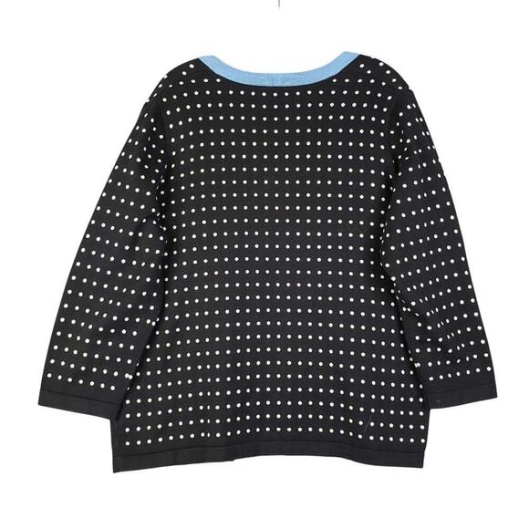 Talbots Cardigan Sweater Polka Dot Long Sleeve Blue LS Open Front Plus Size 1X - Picture 3 of 8